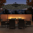 10 Feet Solar Offset Hanging Umbrella with Base and 32 LED Lights-Gray by LJGDeals