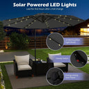 10 Feet Solar Offset Hanging Umbrella with Base and 32 LED Lights-Gray by LJGDeals