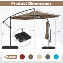 10 Feet Solar Offset Hanging Umbrella with Base and 32 LED Lights-Taupe by LJGDeals