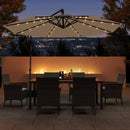 10 Feet Solar Offset Hanging Umbrella with Base and 32 LED Lights-Taupe by LJGDeals