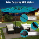 10 Feet Solar Offset Hanging Umbrella with Base and 32 LED Lights-Turquoise by LJGDeals