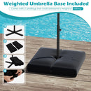 10 Feet Solar Offset Hanging Umbrella with Base and 32 LED Lights-Turquoise by DirectDeals
