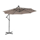 10 Feet Patio Solar Powered Cantilever Umbrella with Tilting System-Beige by DirectDeals