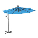 10 Feet Patio Solar Powered Cantilever Umbrella with Tilting System-Beige by DirectDeals