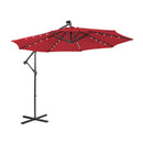 10 Feet Patio Solar Powered Cantilever Umbrella with Tilting System-Beige by DirectDeals