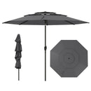 10 ft 3-tier Vented Patio Umbrella with Push Button Tilt-Black by DirectDeals