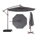 10 Ft Patio Umbrella Offset Cantilever Umbrella with 40 Solar Powered Lights-Red by DirectDeals