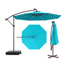 10 Ft Patio Umbrella Offset Cantilever Umbrella with 40 Solar Powered Lights-Red by DirectDeals