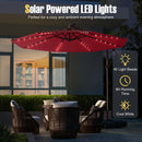 10 Ft Patio Umbrella Offset Cantilever Umbrella with 40 Solar Powered Lights-Red