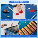 10-in-1 Combo Game Table Set with Table Tennis Basketball Soccer-Blue