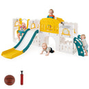 10-in-1 Toddler Swing and Slide Set Climber Playset with Basketball Hoop by DirectDeals