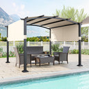 10 x 10 ft Outdoor Pergola Modern Arched Patio Garden Shelter with Retractable Sunshade Canopy by DirectDeals