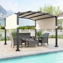 10 x 10 ft Outdoor Pergola Modern Arched Patio Garden Shelter with Retractable Sunshade Canopy by LJGDeals