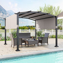 10 x 10 ft Outdoor Pergola Modern Arched Patio Garden Shelter with Retractable Sunshade Canopy by DirectDeals