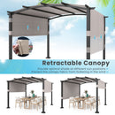 10 x 10 ft Outdoor Pergola Modern Arched Patio Garden Shelter with Retractable Sunshade Canopy by LJGDeals