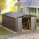 10 x 14 FT Outdoor Storage Shed with Improved Windproof Metal Structure-Gray by LJGDeals
