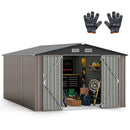 10 x 14 FT Outdoor Storage Shed with Improved Windproof Metal Structure-Gray by LJGDeals