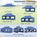 10 x 20 FT Pop up Canopy with 6 Sidewalls and Windows and Carrying Bag for Party Wedding Picnic-Blue