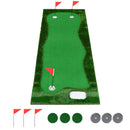 Golf Putting Green Mat 10x3.5ft with 3 Holes and Flags