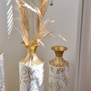 Floor Metal Vases Decorated Metal Vases (Set of 3) Gorgeous Home Decoration Large Glazed Metal Vases - White / Gold by HouseOfZazla