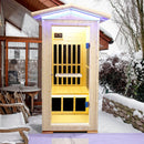 Single Person Spruce Far Infrared Sauna With Ambient Lighting And Bluetooth Music - Natural by HouseOfZazla