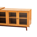 66.5" Modern L-shaped Executive Desk with delicate tempered glass Cabinet Storage,Large Office Desk with Drawers,Business Furniture Desk Workstation for Home Office,Teak