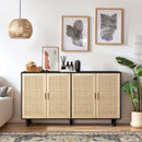 Elegant And Functional Rattan Decorative Storage Cabinet With 4 Doors by HouseOfZazla