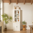 Retro Style Hutch Cabinet With Glass Door, China Cabinet For Home by Unique Piece Furniture