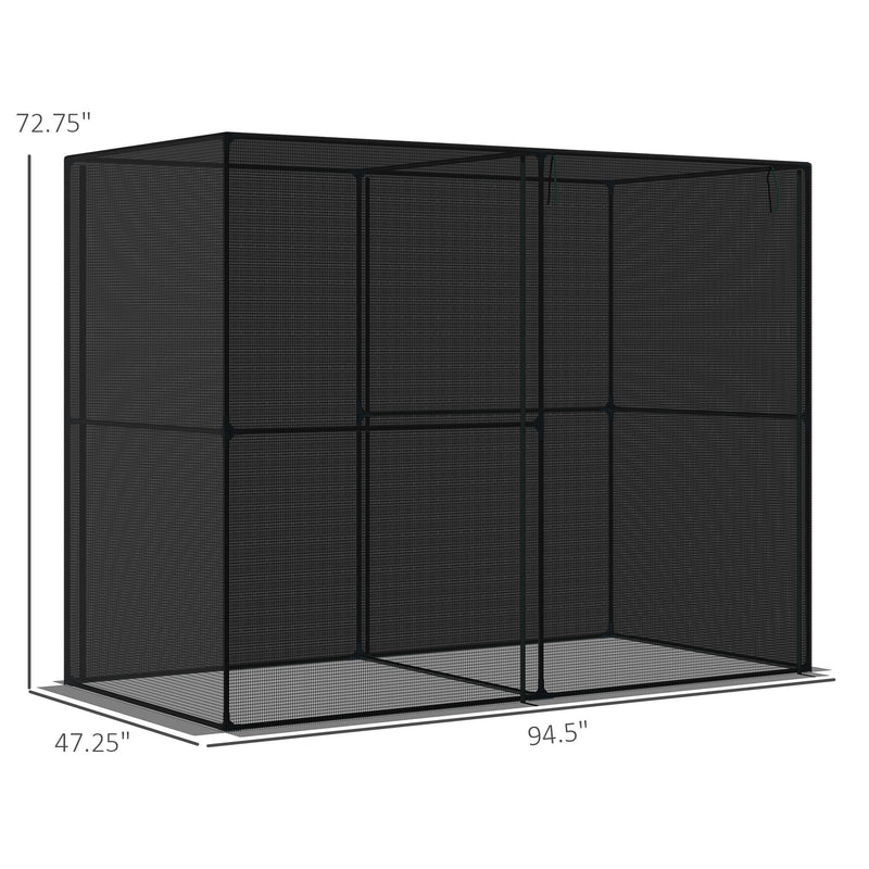 4' x 8' Crop Cage, Plant Protection Tent with Zippered Doors for Vegetable Garden, Backyard, Black