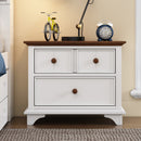 2 Pieces Wooden Captain Bedroom Set Twin Bed with Trundle and Nightstand,White+Walnut
