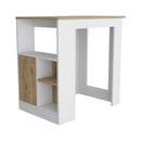 Kitchen Island Three Open Side Storage Shelves And One Push-To-Open Cabinet - White / Macadamia by HouseOfZazla