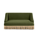 Duchess 33' Medium Princess Pet Bed Sofa with Fringe Skirt, Olive Green Velvet