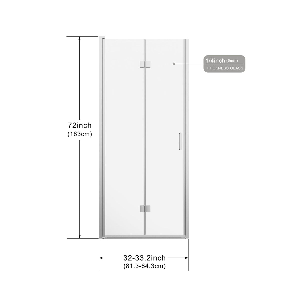 Bifold Frameless Shower Door With Tempered Clear Glass, photo 6 of 21