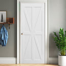 36" x 84" Star Style Wood Primed Standard Barn Door Slab, DIY Unfinished Solid Wood Paneled Door, Interior Single Door Slab