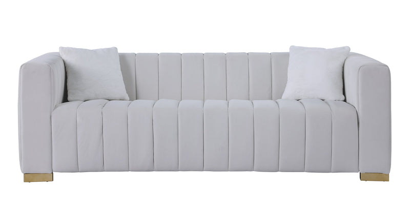 A modern channel sofa take on a traditional Chesterfield,White color,3 seater