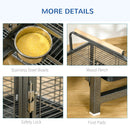 19" Travel Bird Cage Parrot Carrier with Handle Wooden Perch for Cockatiels, Conures, Black