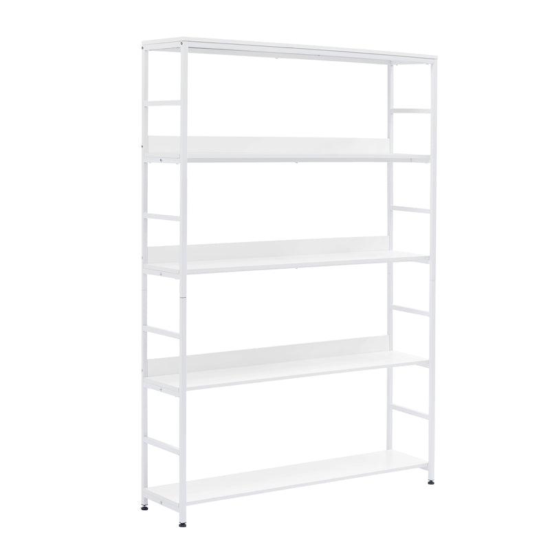 5-Tier Home Office Bookcase Open Bookshelf Storage Large 5 Shelf Bookshelf Furniture with Metal Frame, White