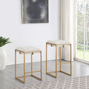 Square Counter Height Stools (Set of 2) - Beige / Gold by HouseOfZazla