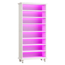 8 Tier Led Illuminated Shoe Cabinet With Adjustable Shelves, Storage Rack For 26 Pairs - White by HouseOfZazla