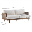 EMIR 72" Square Arm 3-Seater Boucle Sofa with Cane Rattan and Wooden Frame by HouseOfZazla