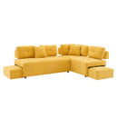 91.73" L-shaped Sofa Sectional Sofa Couch with 2 Stools and 2 Lumbar Pillows for Living Room, Yellow