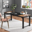 Executive Office Desk, Large Computer Workstation With Thick Frame - Brown / Black by HouseOfZazla