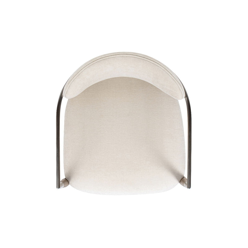 Artemis - Mixed Material Upholstered Dining Arm Chair - Warm White, photo 4 of 13