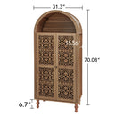 Tall Kitchen Pantry Cabinet With Hollow Carved Doors Adjustable Shelves Versatile Storage Cabinet For Kitchen - Walnut by HouseOfZazla