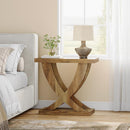 End Table With Cross Fishtail Support For Living Room - Brown by HouseOfZazla
