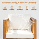 Set of 2 Outdoor Acacia Wood Club Chairs with Modern Square Arms by HouseOfZazla