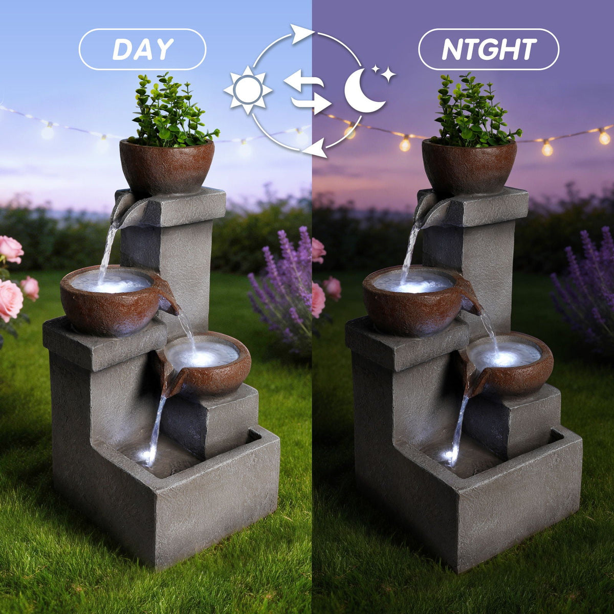 LED Waterfall Fountain Outdoor For Garden - Gray, photo 2 of 11
