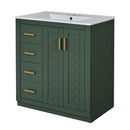 Ceramic Sink Combo, Freestanding Vanity Set With 3 Drawers & Soft Closing Doors by HouseOfZazla