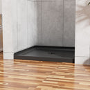 Anti Slip Center Drain Single Threshold Shower Base Slate - Black