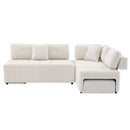 91.73" L-shaped Sofa Sectional Sofa Couch with 2 Stools and 2 Lumbar Pillows for Living Room, Biege
